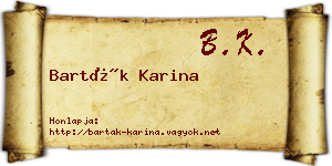 Barták Karina névjegykártya